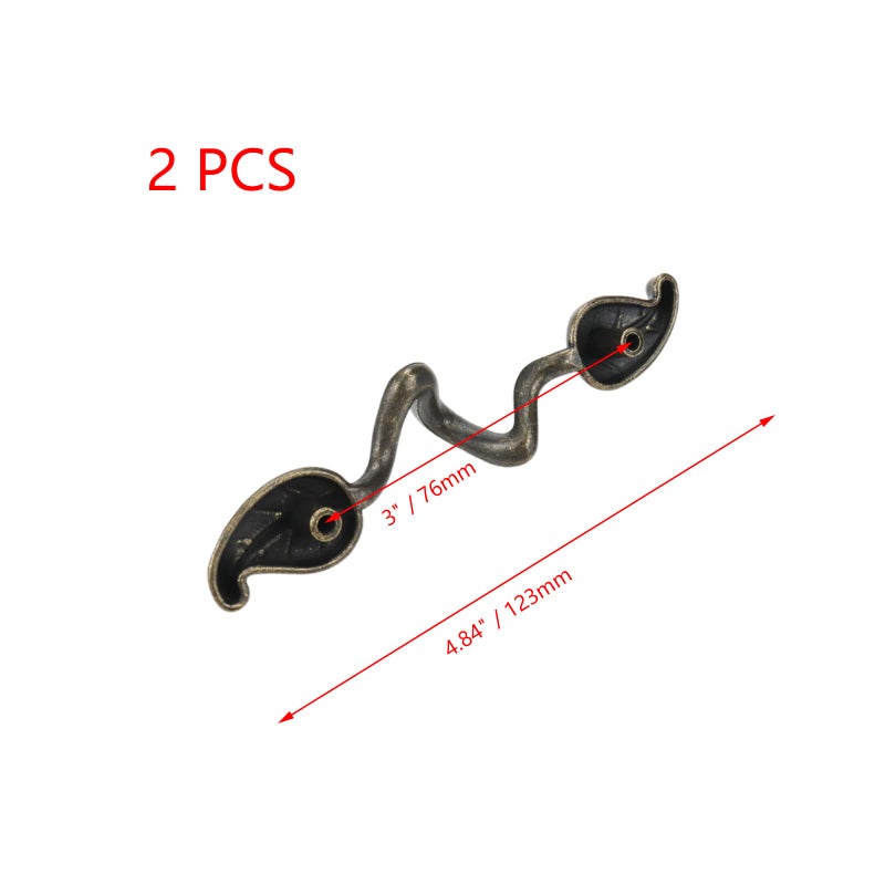 Pastlla Leaf Shape Drawer Pull Handle, Vintage Bronze Leaf Dresser Pull Knob Twig Branch Decorative Cabinet Wardrobe Furniture Door Drawer Pull Handle, 2 Pcs Zinc Alloy 3"" Hole Center - Image 2